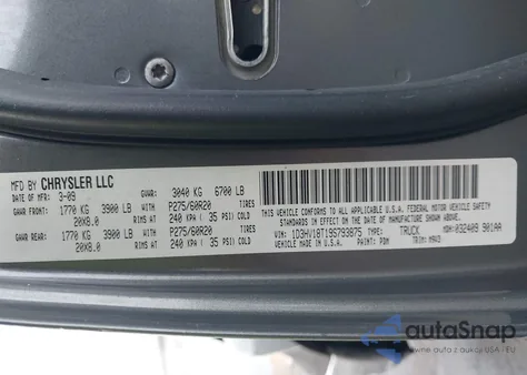 2009 Dodge Ram 1500 Slt/Sport/Trx из США, поврежденный, VIN 1D3HV18T19S793875